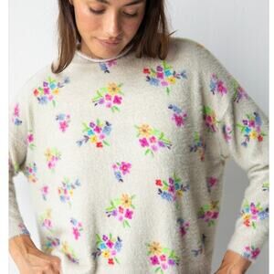 NWOT Natural Life Softer Than Cashmere Floral Mock Neck Sweater Size Medium